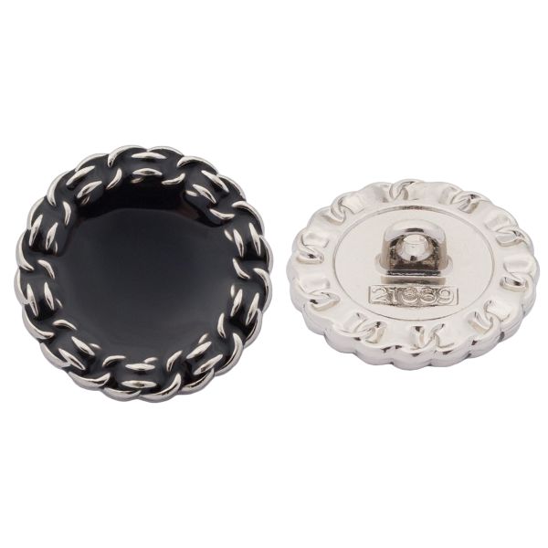 Пуговицы на ножке 32L=20 мм, металл, S.Black (серебро-черный), 10 шт, MP05