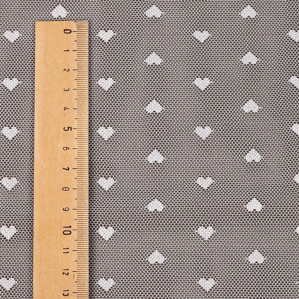 Сетка бельевая эластичная 55 г/м², шир.150 см / 20 метров, Сердечки, цв.01 белый /OLG015.01/20/