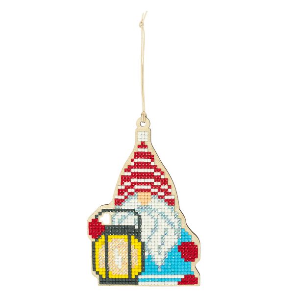 Алмазная (кристальная) мозаика Фрея, Гномик с фонариком, 13х8 см