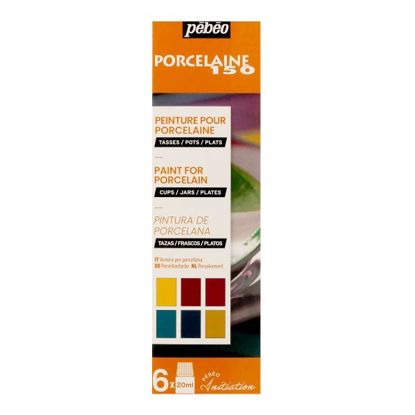 Набор красок Pebeo Porcelaine 150 Открытие по фарфору и керамике под обжиг 6 цв. 20 мл, 756472 2 глянцевые