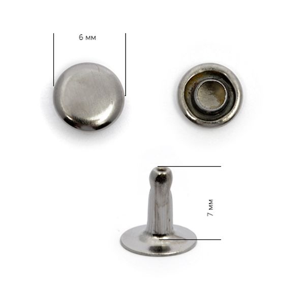 Хольнитены ⌀6 мм, h=7 мм, сталь, New Star №0, цв. никель черный, ≈2000 шт