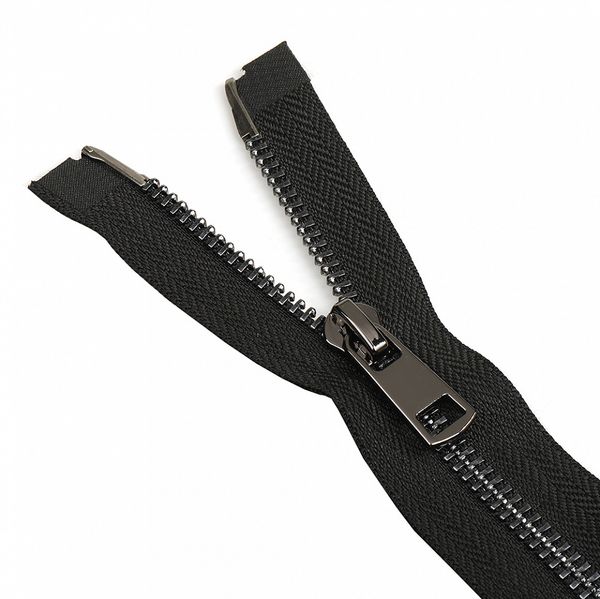 Молния металл Т5 (5 мм) 1 зам., разъем., 70 см, черн. никель, цв. F322 черный, Mzipp