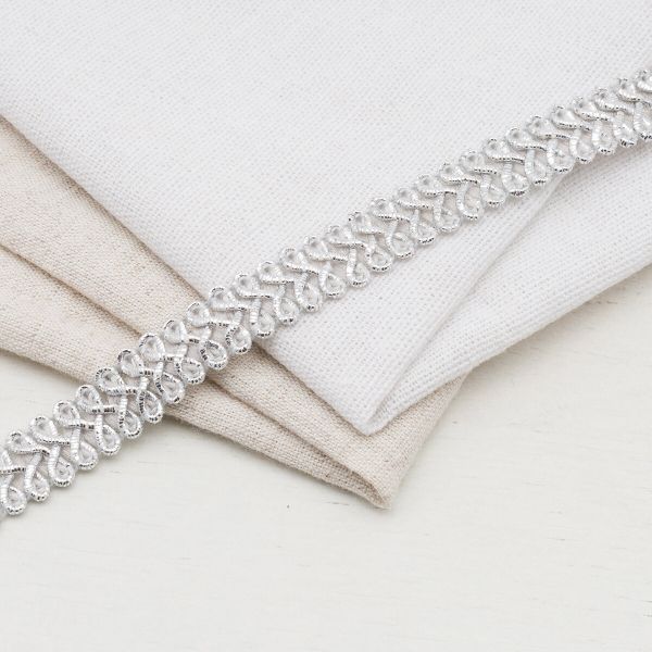 Тесьма отделочная Шанель, металлизир. 13 мм, 25 м, SR37 серебро