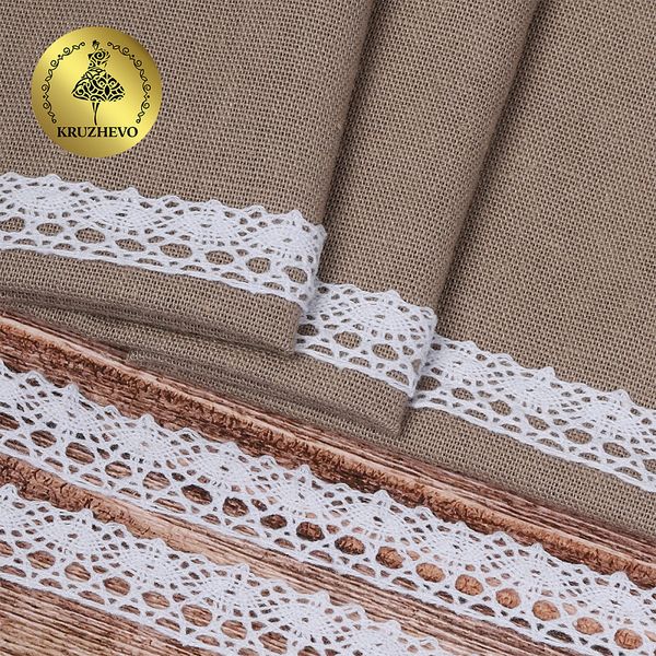 Кружево вязаное (тесьма) 13 мм / 10 метров, Тонкая нить, цв.02 белый, Kruzhevo