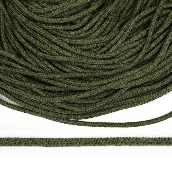 Шнур круглый х/б ⌀5.0 мм / 100 метров, с наполнителем, 021 хаки