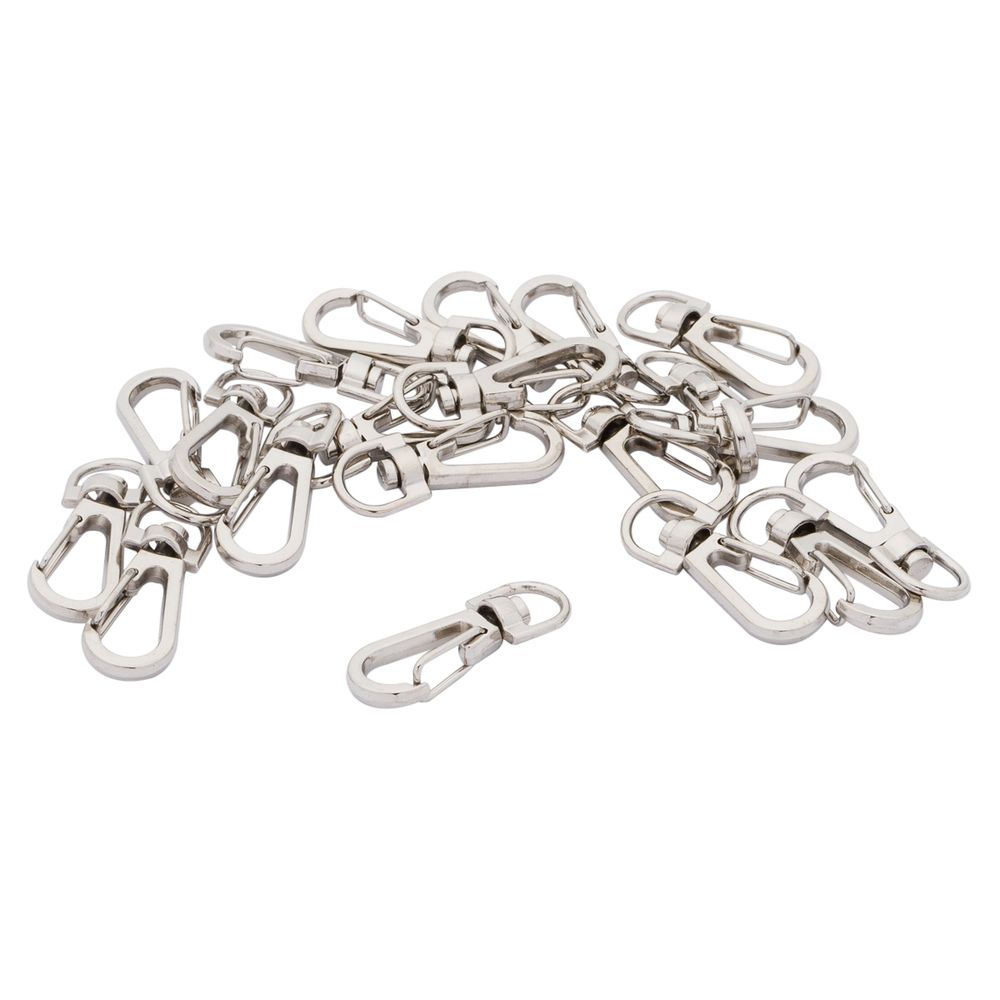 Карабин металл 10.0 мм (13х37 мм), цв.никель, 20 шт