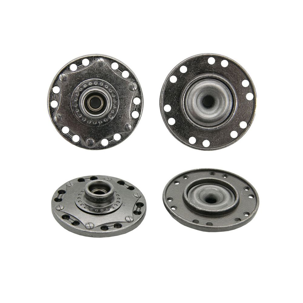 Кнопка пришивная металл ⌀24.0 мм, чер.никель, 4 шт