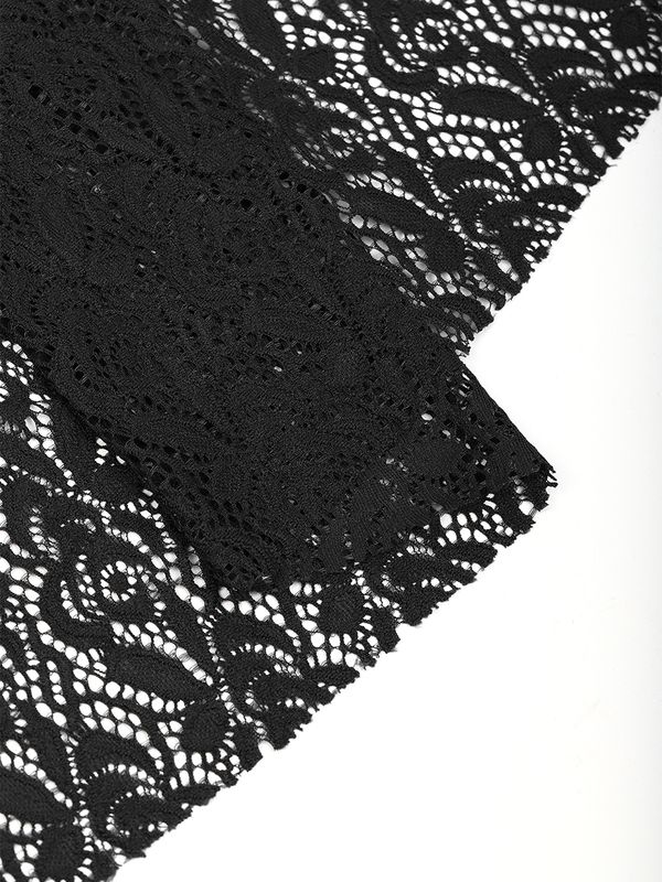 Ткань кружевная гипюр стрейч 160 г/м², ш.150см, арт.SZ031636 цв.черный, уп.1м