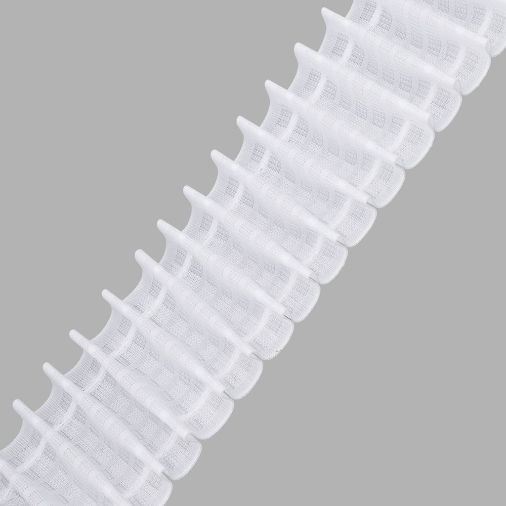 Лента (тесьма) шторная: сборка параллельная 75 мм / 10 метров, (7 рядов петель, 2 шнура), белый ТУ, C750