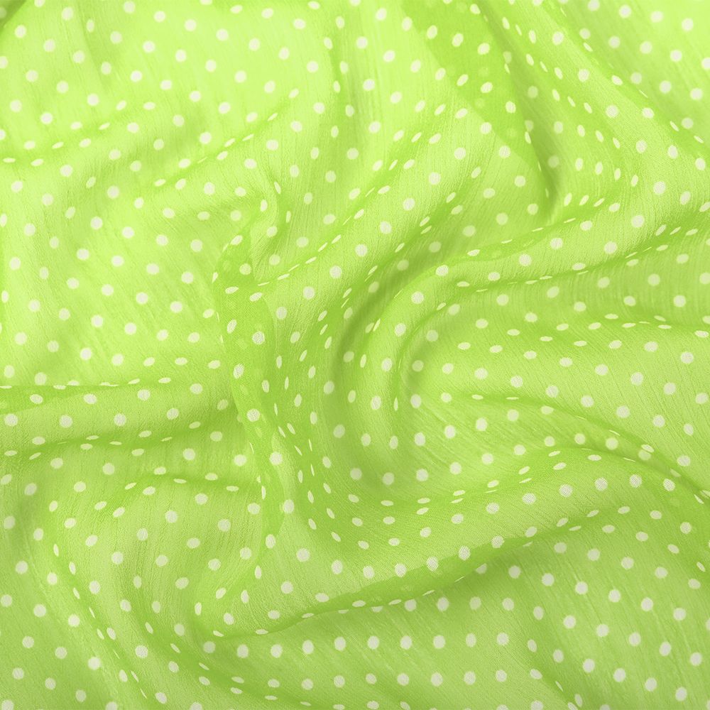 Ткань блузочная Chiffon 68 г/м², 200х147 см, 19 салатовый/ белый, Gamma PC-05