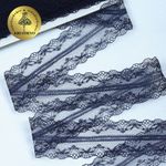 Кружево отделочное в стиле "трикотаж" 40 мм, 150-1 цв.02 т.синий, 9.14 м