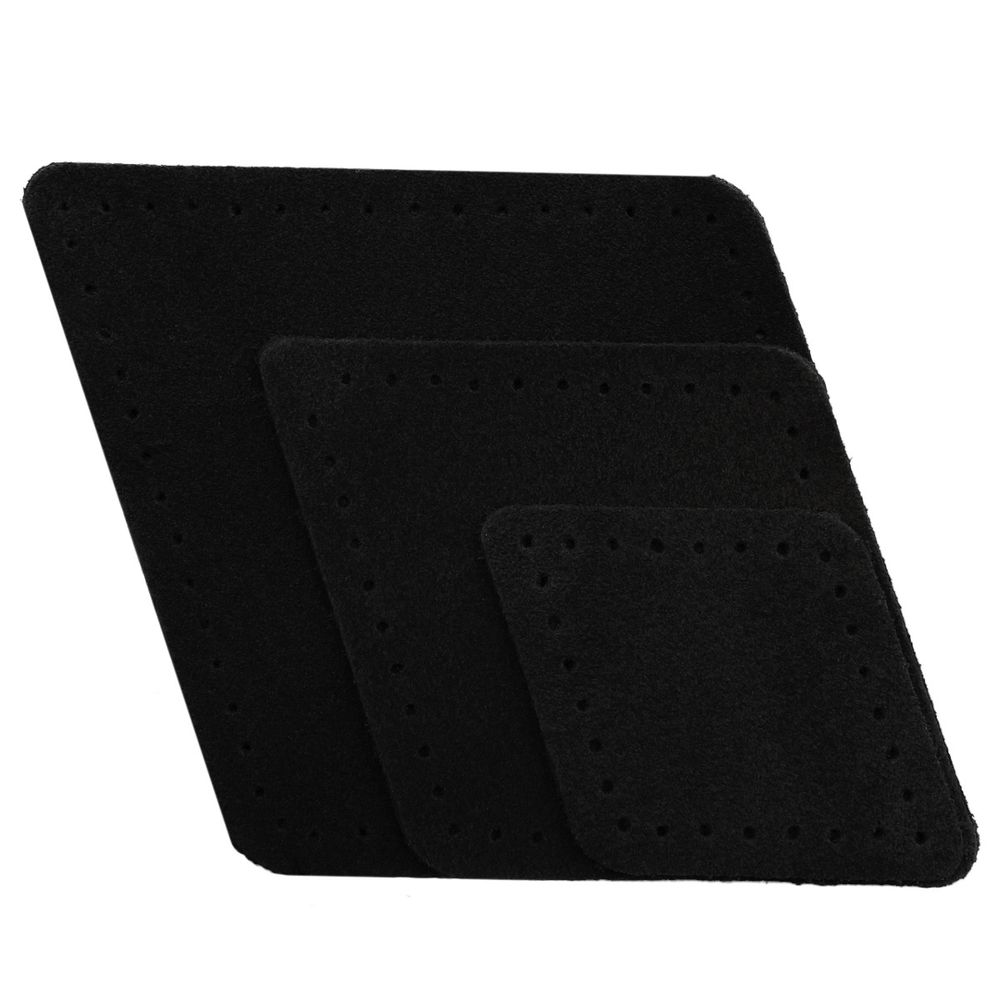 Набор заплаток пришивных из замши, ромб 4х5,6см, 6х8,4см, 8х11,2см, с перфорацией, 3 шт (20 черный), 59405