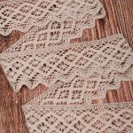 Кружево вязаное (тесьма) 50 мм / 3 метра, хлопок, TBY.1003, F307 серый лен