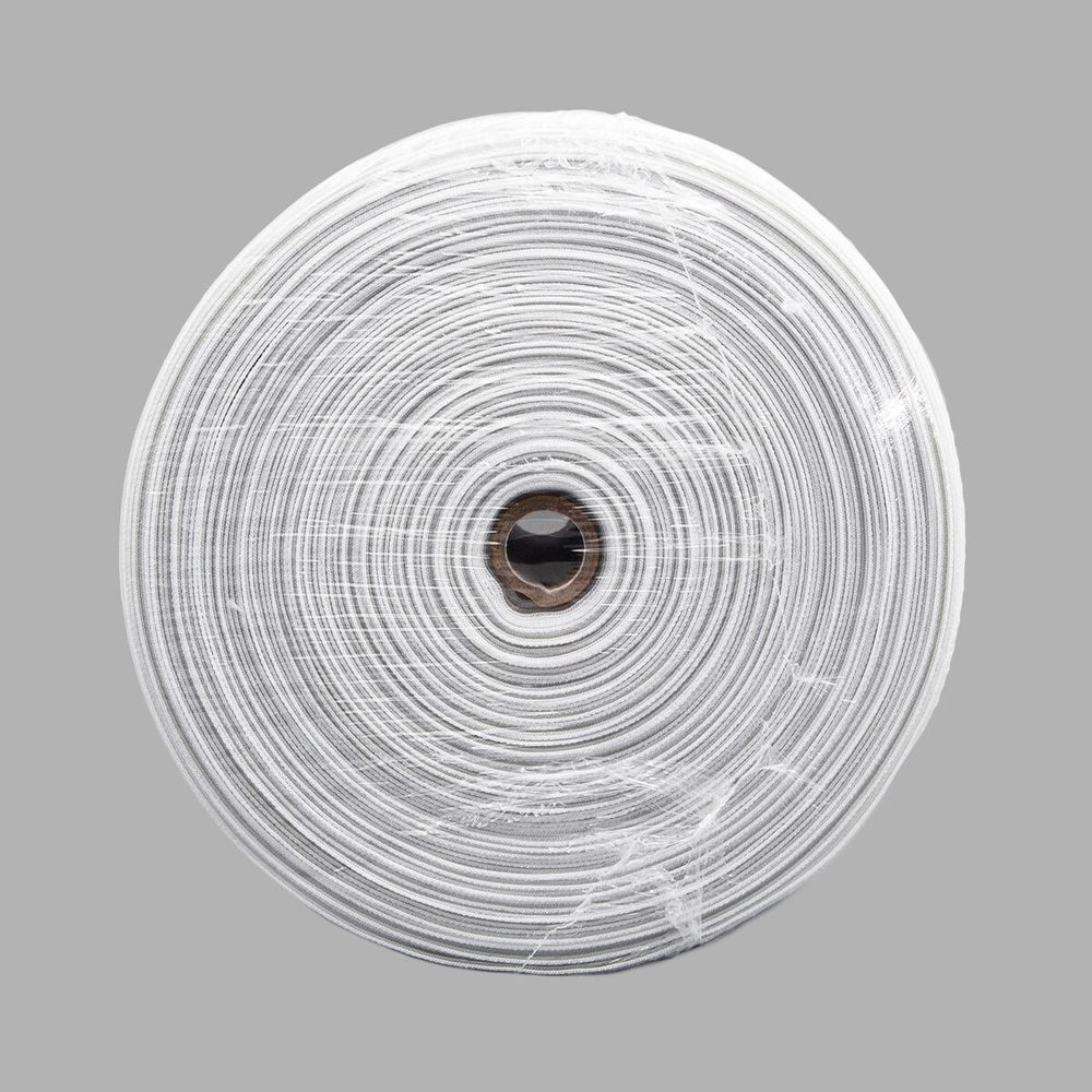 Лента (тесьма) шторная: сборка параллельная (1:2) 128 мм / 50 метров, (3 ряда петель, 5 шнура), белый, 13120-S