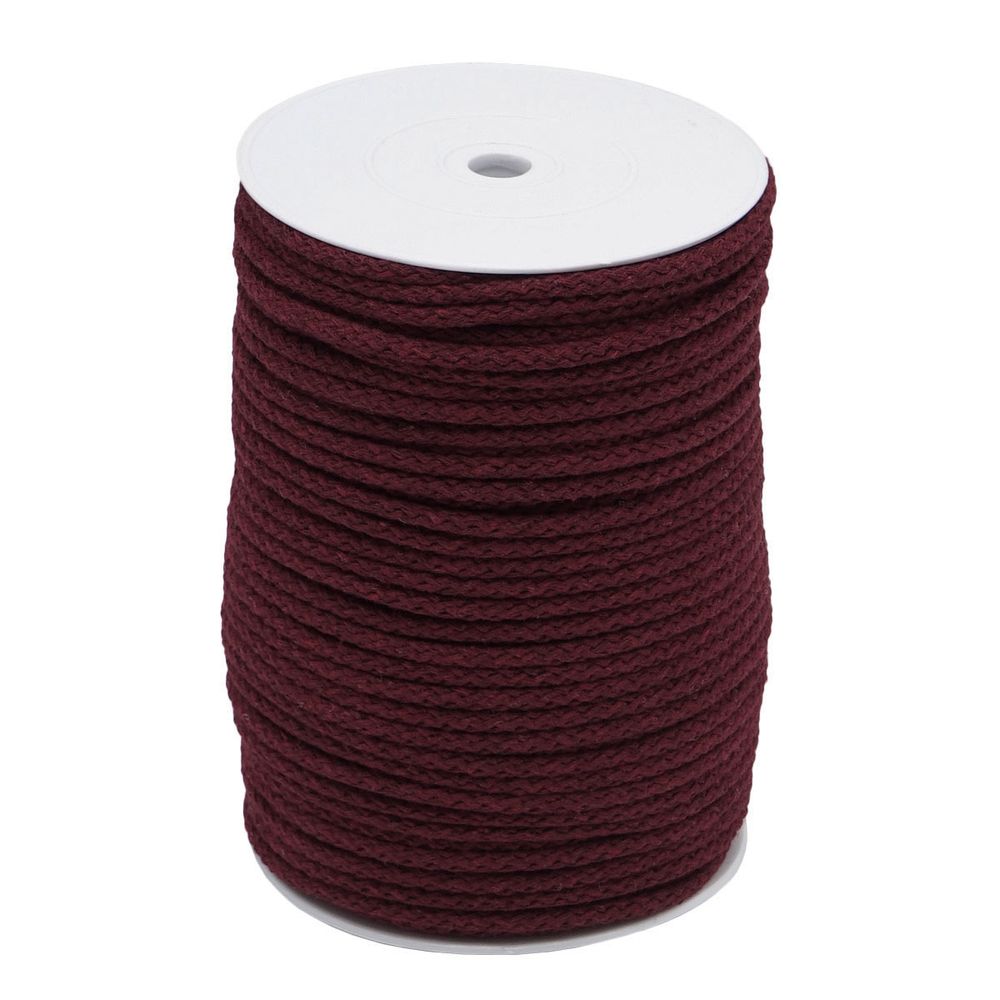Шнур круглый х/б ⌀5.0 мм / 100 метров, 06 бордо