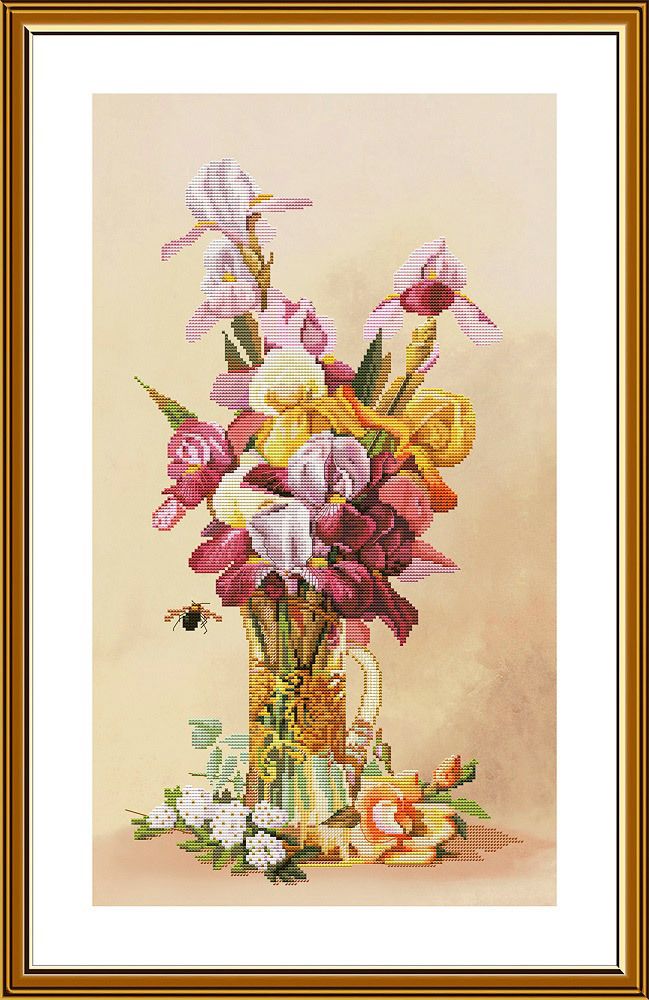 Набор для вышивания нитками Нова Слобода, Радужные ирисы 48.4х32.8 см