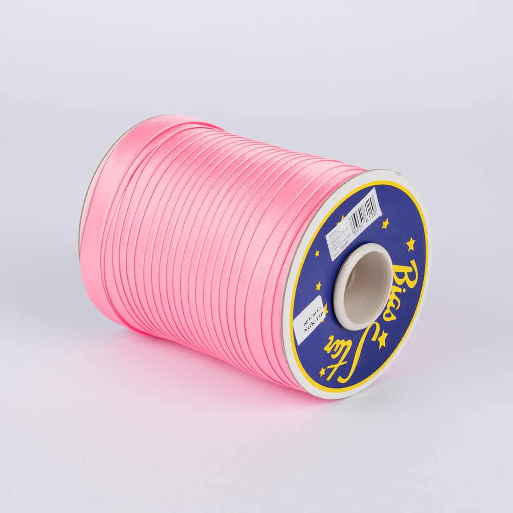 Косая бейка атласная 15 мм / 132±1 метра, В048 розовый, NGK-15P