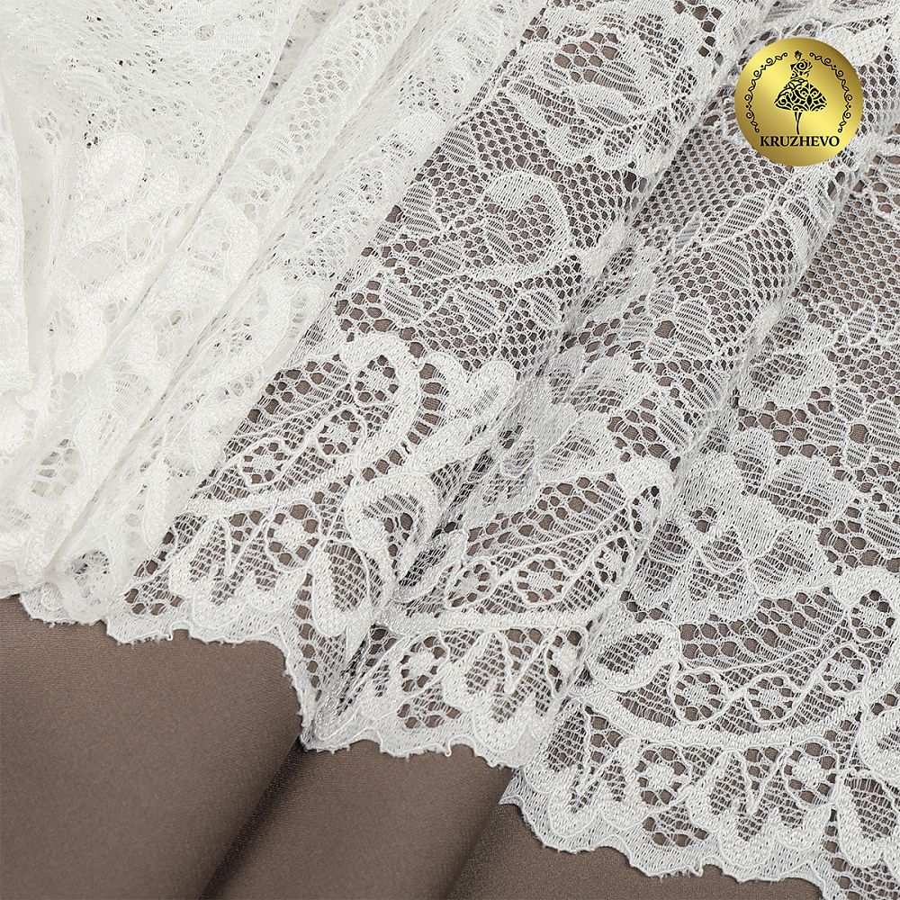 Кружево бельевое эластичное 190 мм / 3 м, 6378, цв.004 белый, Kruzhevo