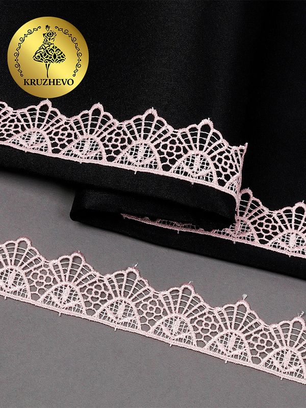 Кружево гипюр (плетёное) 30 мм, диз.TR.4GB2502 цв.7 розовый уп.9м, Kruzhevo