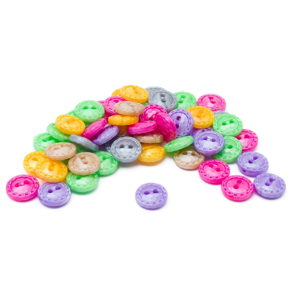 Пуговицы пластиковые 11.5 мм, Цветное ассорти, 6 цветов, набор 52 шт