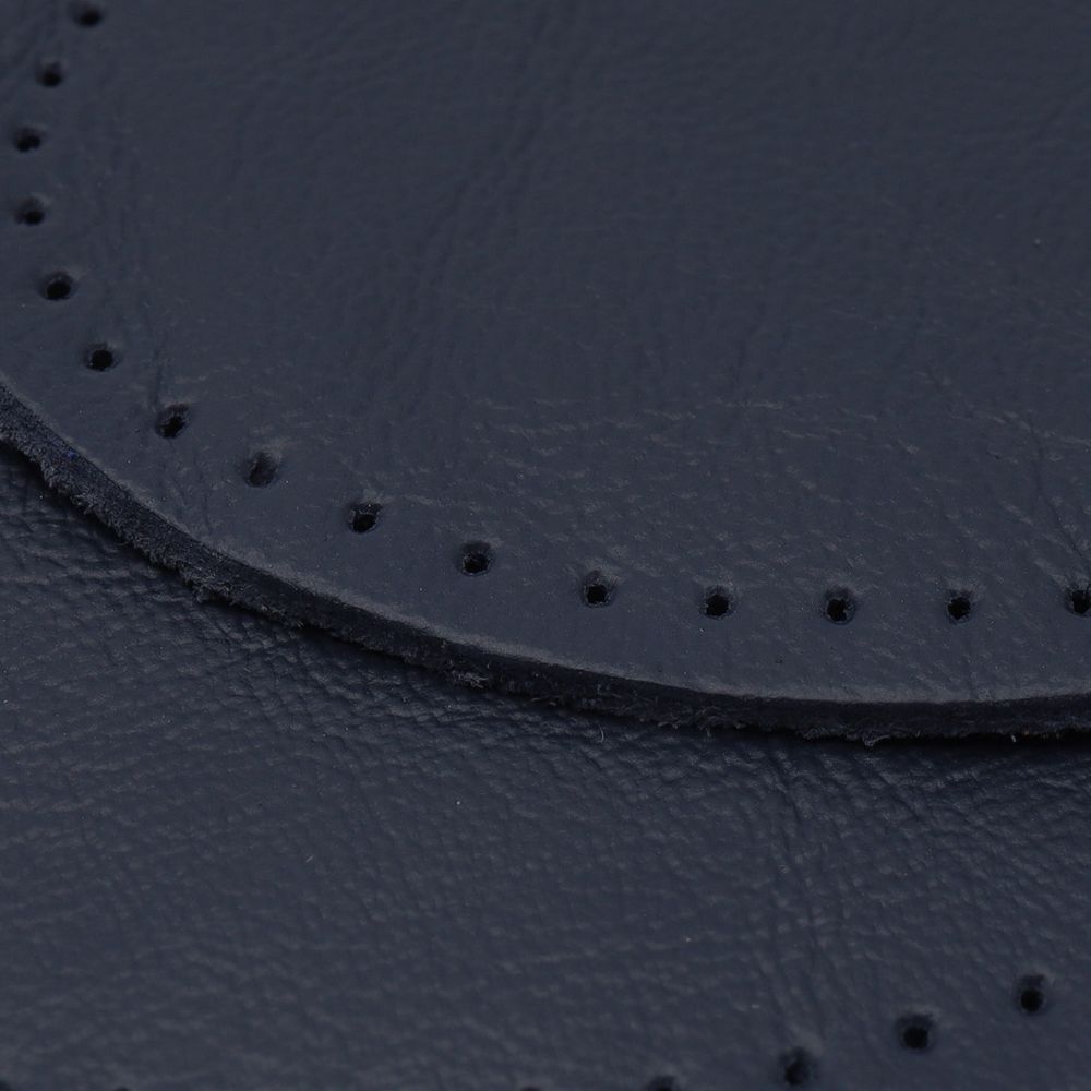 Заплатки пришивные из кожи, овал 6х8,2см с перфорацией, 2 шт, 100% кожа, 05 темно-синий, 9114