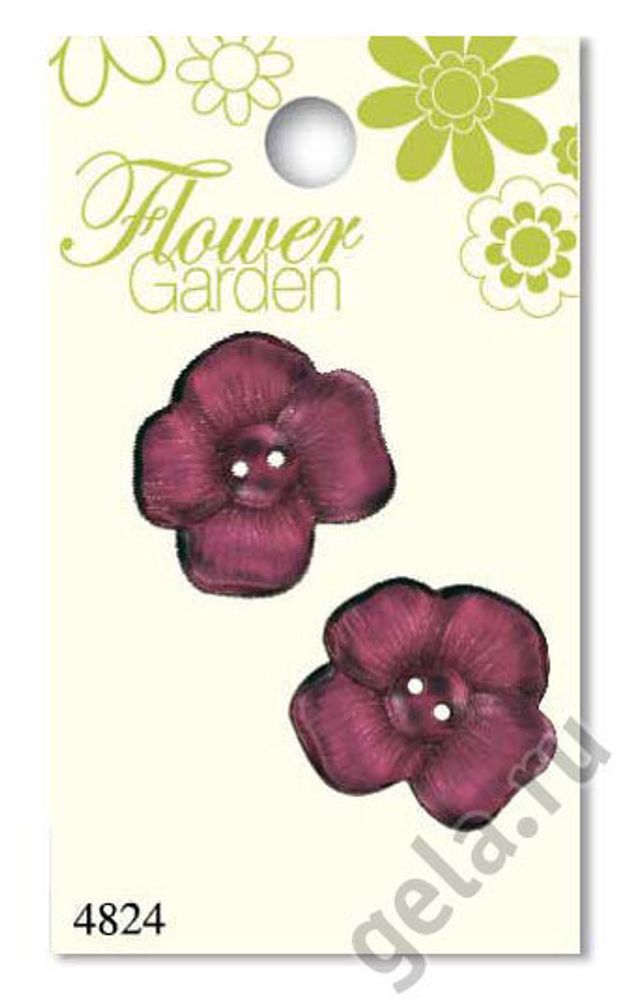 Пуговицы Flower Garden, 20 мм, 2 шт, пластик, прозрачный розовый