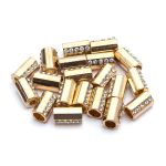 Наконечник для шнура металл цилиндр со стразами ⌀3,5/7 мм, 15,5х8,5 мм (золото), 20 шт
