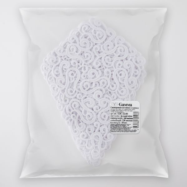 Пришивная кружевная вставка 160 мм, гипюр, 10 шт, Турция, белый, Gamma GIC-22-01