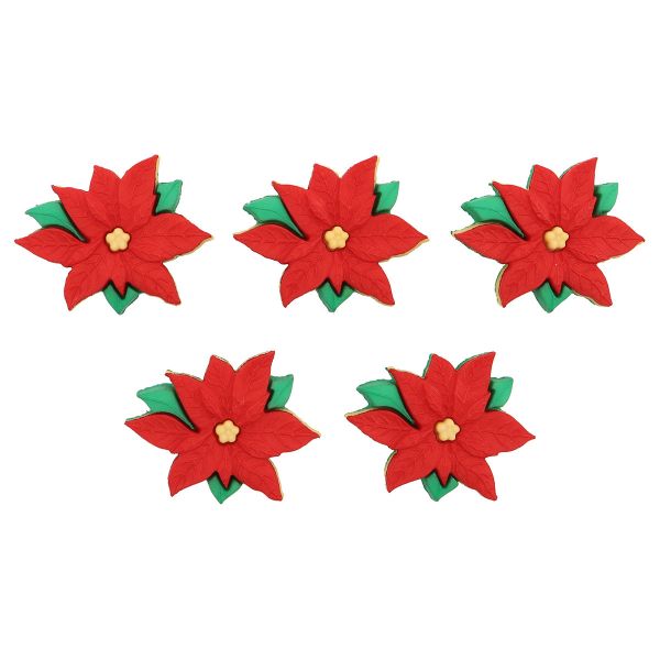 Украшения пуговицы декоративные фигурки Красная пуансеттия пластик, 5 штук, Dress It Up