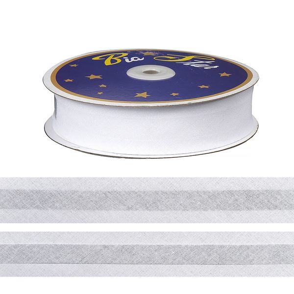 Косая бейка хлопковая 30 мм / 27.43 метров, BS, F101 белый