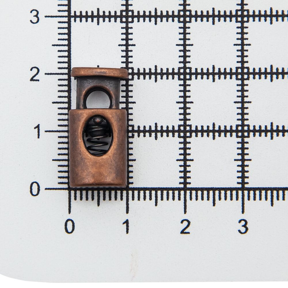 Фиксатор (зажим) для шнура металл 1 отв., 20х10 мм, (in ⌀4.5 мм), цв.т.медь, 20 шт