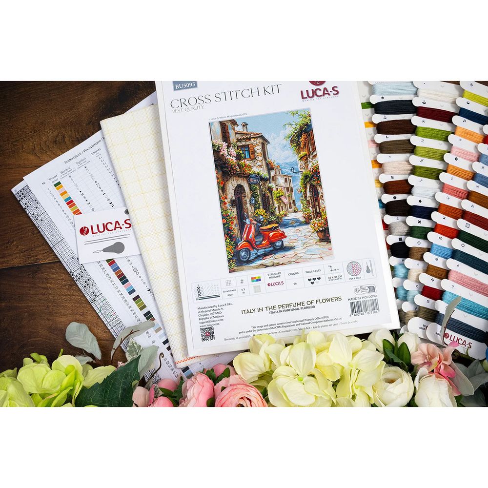Набор для вышивания нитками Luca-S, Италия в аромате цветов 32х48см