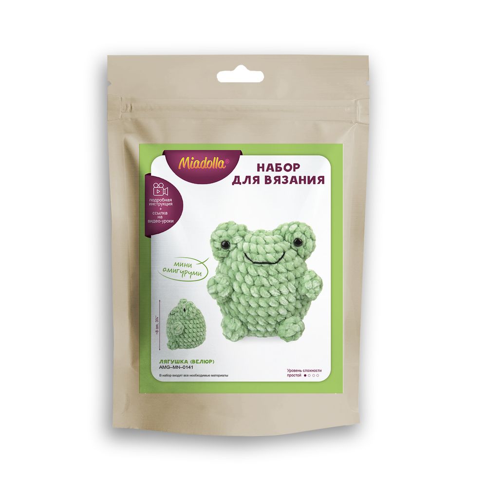 Набор для вязания игрушки Miadolla AMG-MN-0141, Лягушка (велюр), 8 см