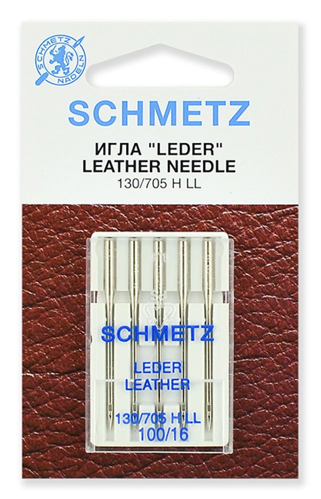Иглы для швейных машин для кожи Schmetz 130/705H LL №100, уп. 5 игл