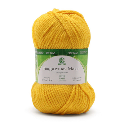 Пряжа Камтекс Бюджетная Макси / уп.4 мот. по 150 г, 140 м, 104 желтый