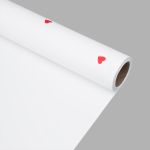 Пленка упаковочная для цветов и подарков Сердечки, 65 мкр, 58см / 10м ± 5% (VH2559 белый с красными сердечками)