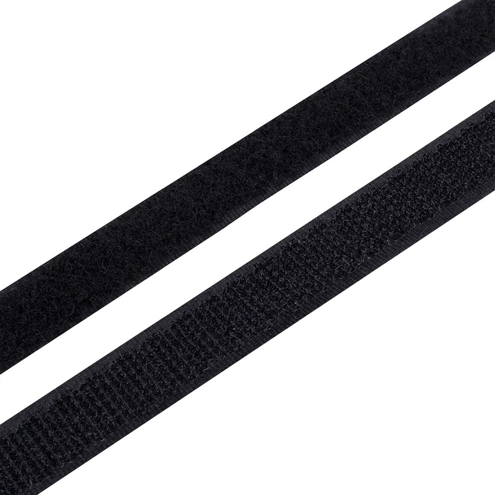 Лента контактная липучка (велкро) пришивная 16 мм, / 25 метров, черный, ПАРА (крючок+петля), качество "B"