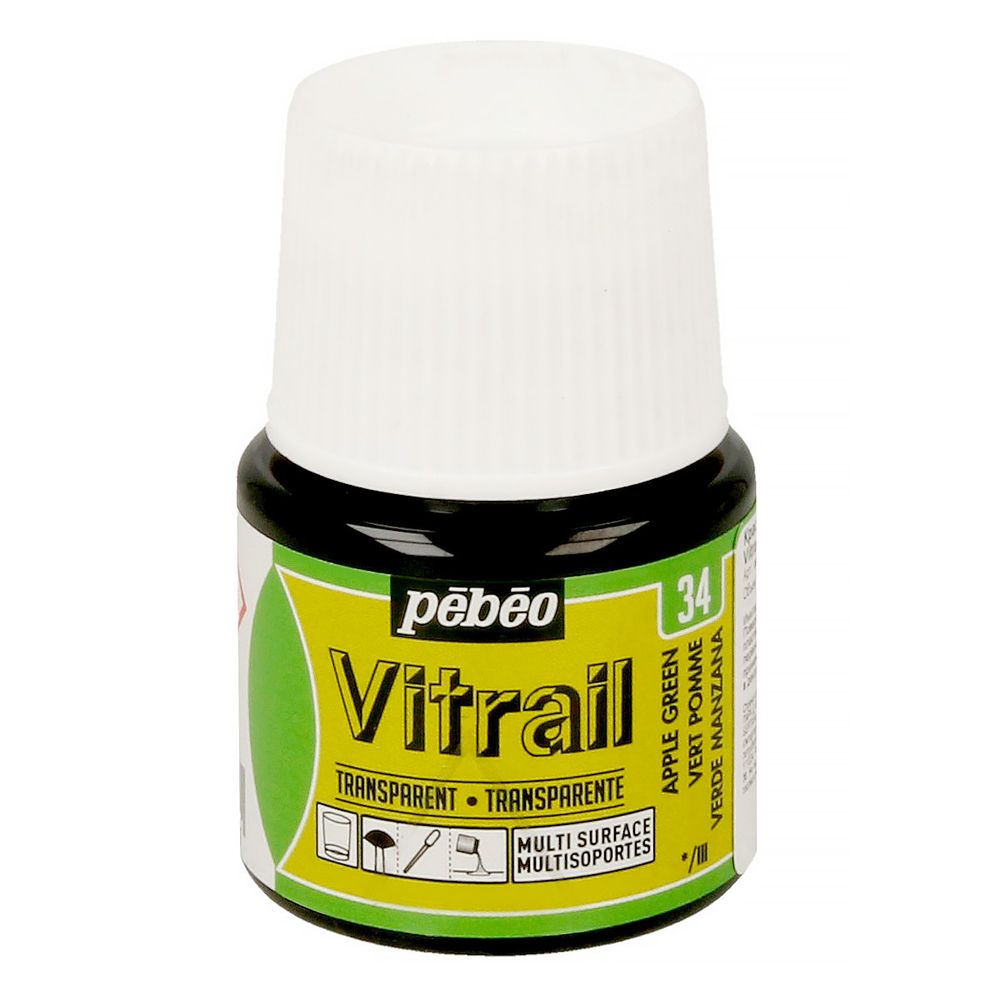 Краска для стекла и металла лаковая прозрачная Vitrail 45 мл, 050-034 зеленое яблоко, Pebeo Краска для стекла и металла лаковая прозрачная Vitrail 45 мл, 050-034 зеленое яблоко, Pebeo
