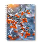 Тетрадь общая с твердой обложкой, матовая ламинация + выборочный лак A5 96 л. на гребне 65 г/м², белизна 100% 4 шт клетка, 01555 Зимняя ягода, Светоч Т211