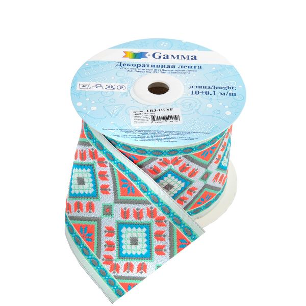 Лента (тесьма) жаккардовая 70.0 мм / 10±0.5 метров, 6, Gamma TRJ-117YP