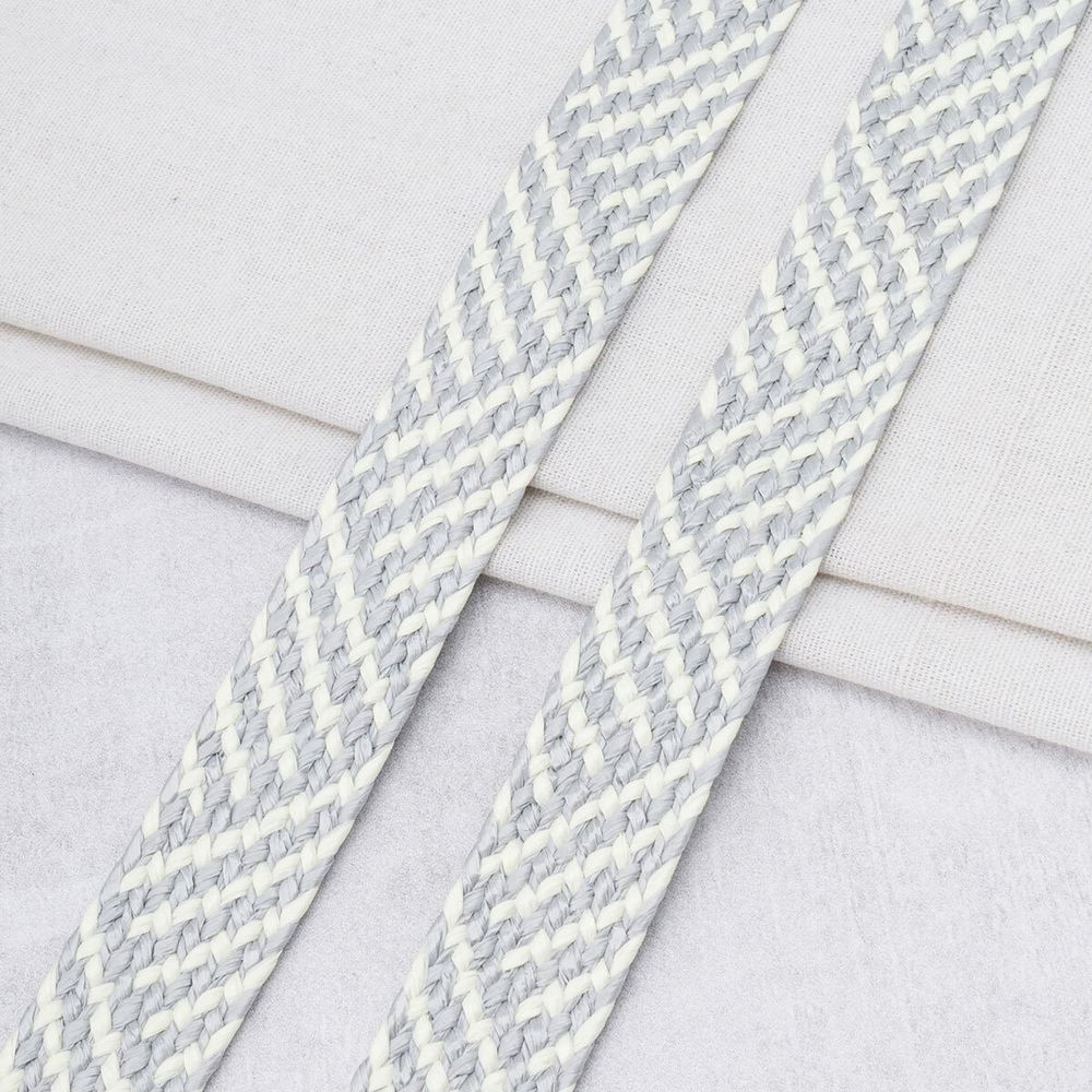 Стропа (ременная лента) 35 мм / 45.72 метра, [23.33 г/пог.м], с принтом, ZH808 белый/серый, 3Al295