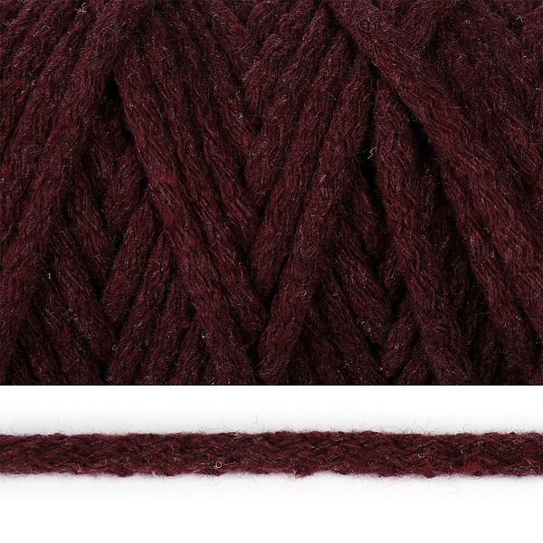 Шнур круглый х/б ⌀8.0 мм / 50 метров, с наполнителем, 043Т бордовый