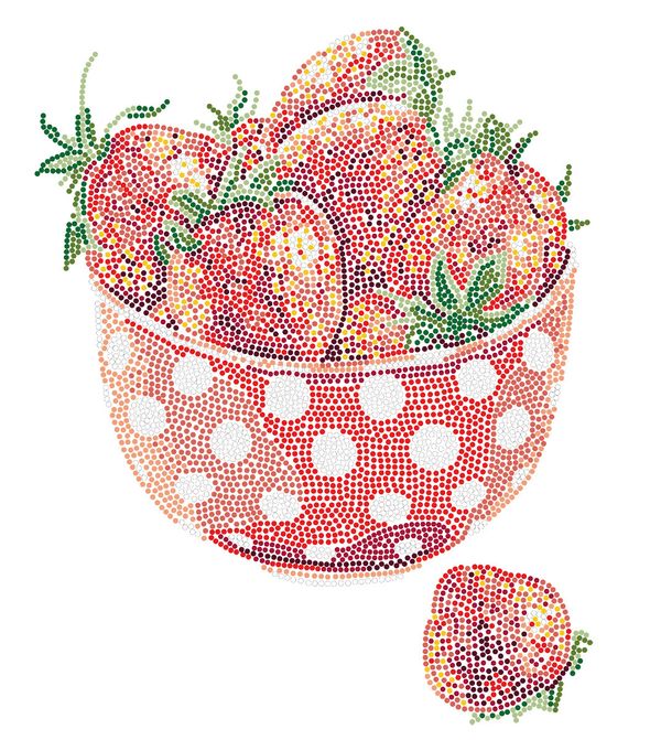 Алмазная (кристальная) мозаика Фрея, Клубника в чашке, 35х40 см