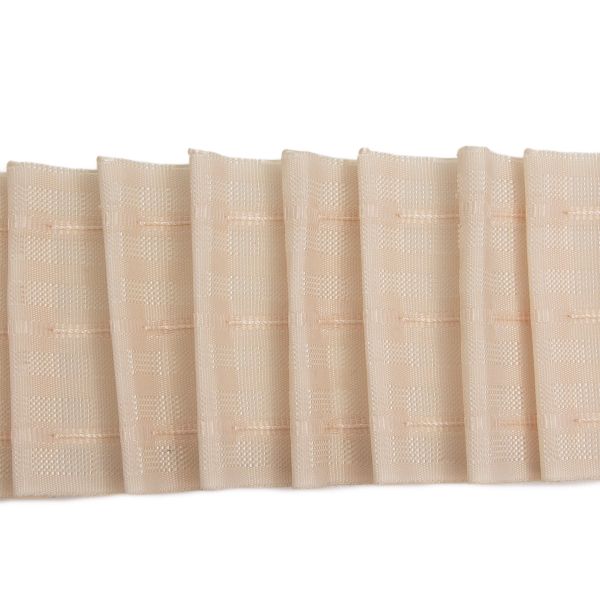 Лента (тесьма) шторная: сборка параллельная (1:2.5) 80 мм / 100 метров, бежевая