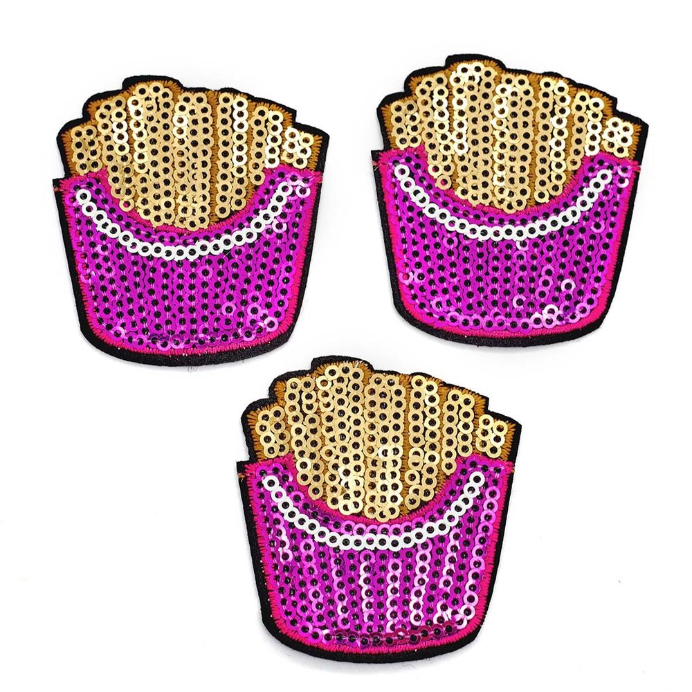 Термоаппликация вышитая с пайетками Фастфуд 5*5,5см (3 шт) (цветной) S1224