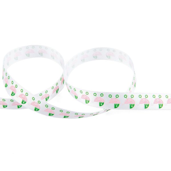 Лента атласная с рисунком 12.0 мм / 22.8 метров, G1/001 дет. коляска/белый, Gamma ALP-122