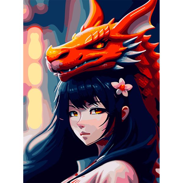 Картина по номерам Cristyle, Дракон и принцесса, 40х50 см, 624480