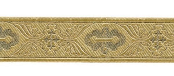 Лента (тесьма) жаккардовая 40.0 мм / 10±0.5 метров, (галун православный), золото, Gamma TRJ-65