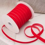 Лента бархатная (тесьма) 12.0 мм / 32.9±2 метров, 0081-1211, 43 красный