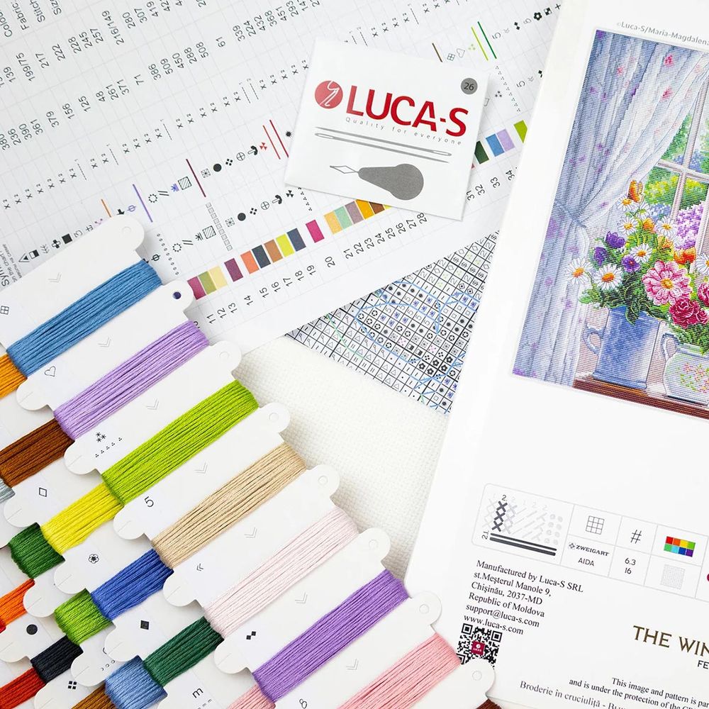 Набор для вышивания нитками Luca-S, Окно мечты, 49х32см